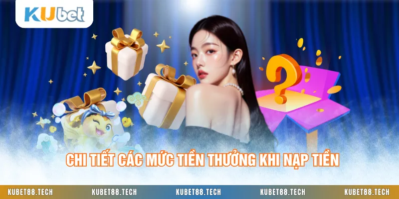 Chi tiết các mức tiền thưởng khi nạp tiền
